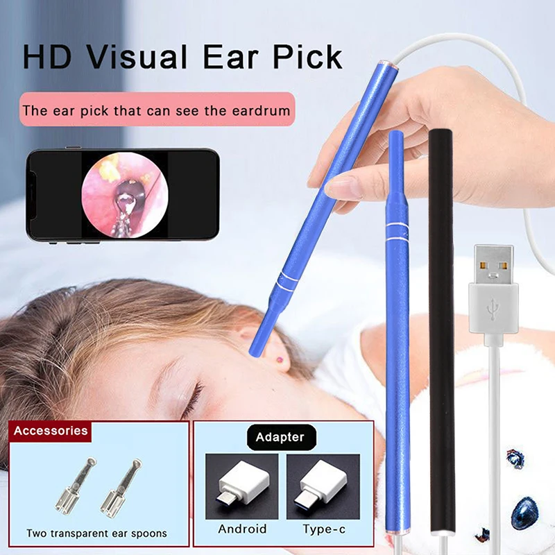 

Smart Visual Earpick Endoscope Spoon Ear Cleaner Camera Otoscope Ear Wax Remover Earwax Removal Tool Support Android PC Type-c