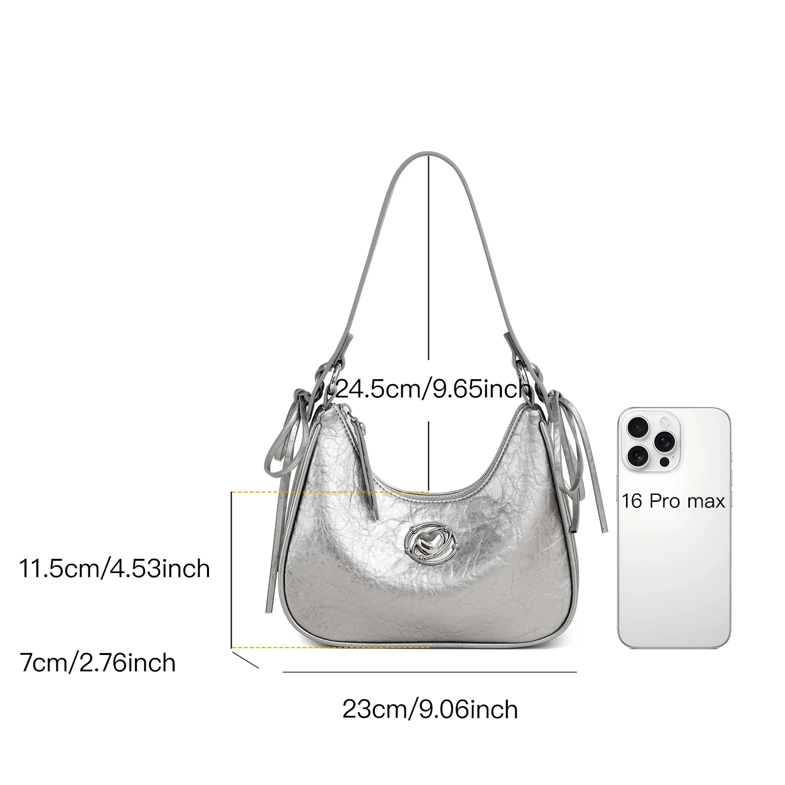 AILUXI Women Underarm Bag Silver Cute Girl Korea Ins One Shoulder Original Designer Brand Handbag Autumn Winter Christmas Gift