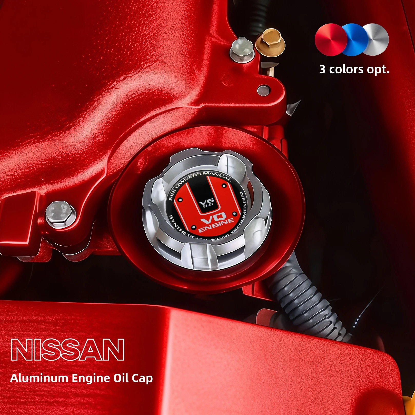 Tapa de aceite de aluminio para motor Nissan Altima, Maxima, Silvia S13, S14, 240SX, Sentra, Sunny, Infiniti 350Z, 300ZX, 370Z, accesorios para autos JDM