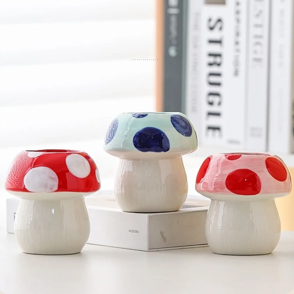 

Stationery Cartoon Mushroom Pencil Holder Girly Multifunction Brush Storage Bucket Creative Cute Pen Container Pot School Office