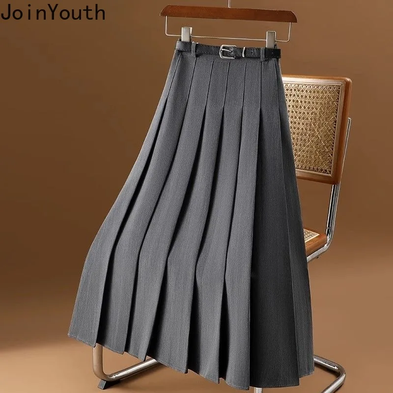 Vintage Skirts for Women 2023 Faldas Mujer De Moda High Waist A-line Pleated Jupe Temperament Saia Fashion Pleated Skirt 27r871