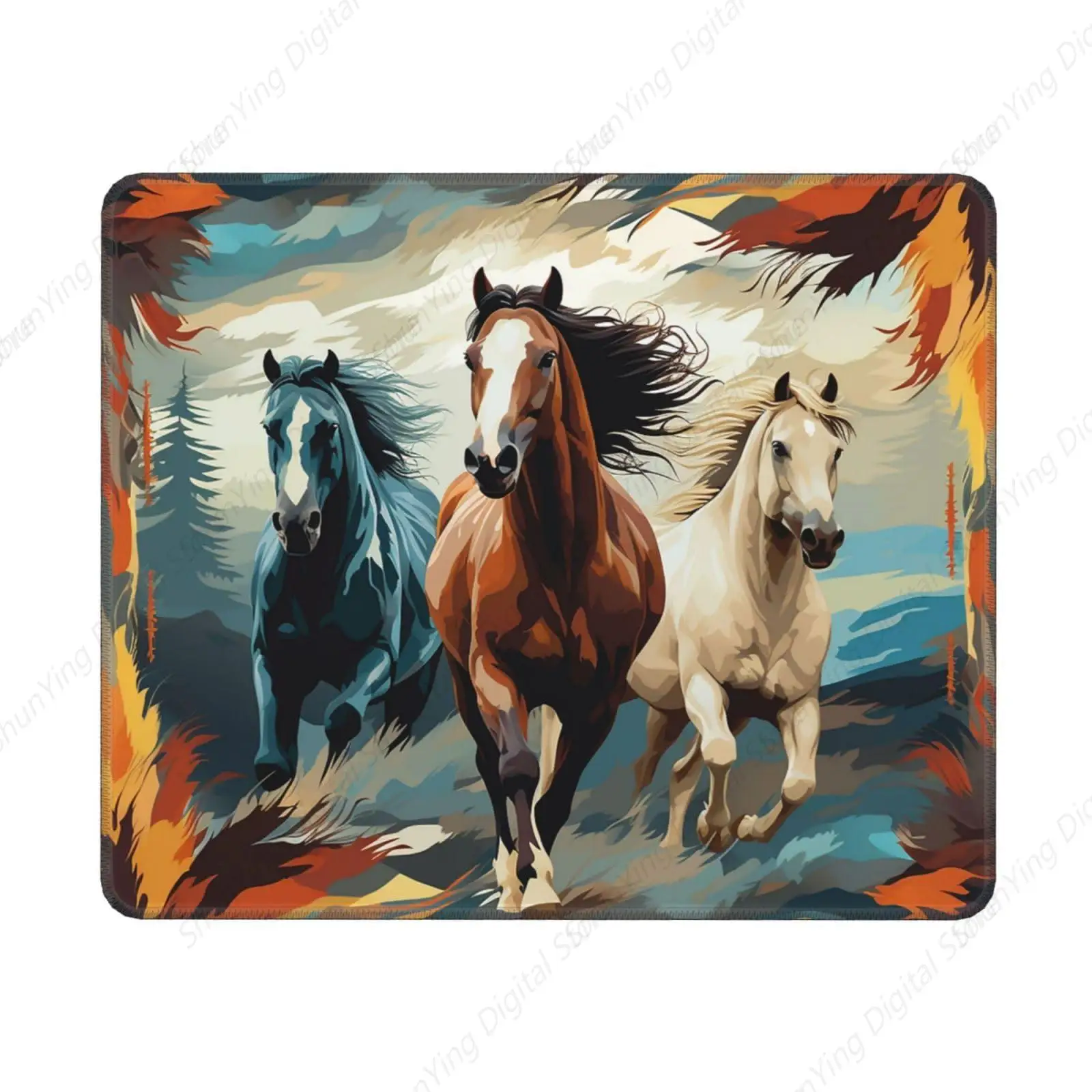 

Mouse Pad With Horse Background Pattern Washable Rubber Anti Slip Mouse Pad Laptop Gaming Table Pad 18*22cm