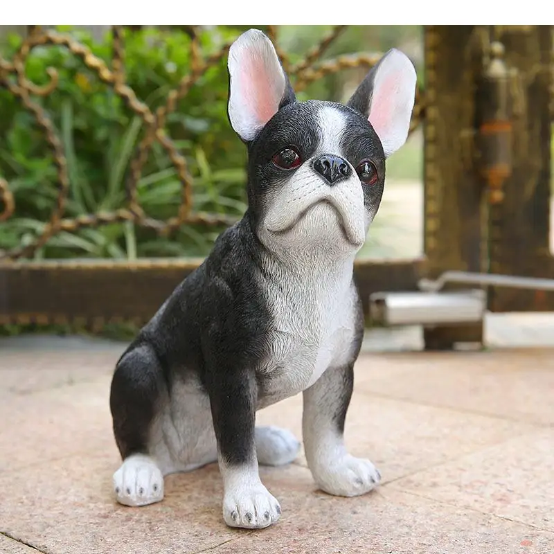 

Outdoor Decor Simulation Animal Statue French Bulldog Courtyard Garden Decoration Park Lawn Decorative Lovely Resin Dog Ornament