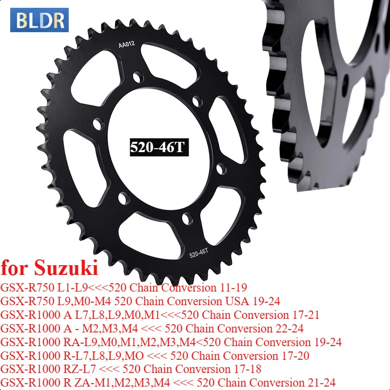 520-46T Motorcycle Rear Sprocket Gear Wheel for Suzuki Suzuki GSX-R750 2011-2024 GSX-R1000 2017-2024 GSXR750 GSXR1000