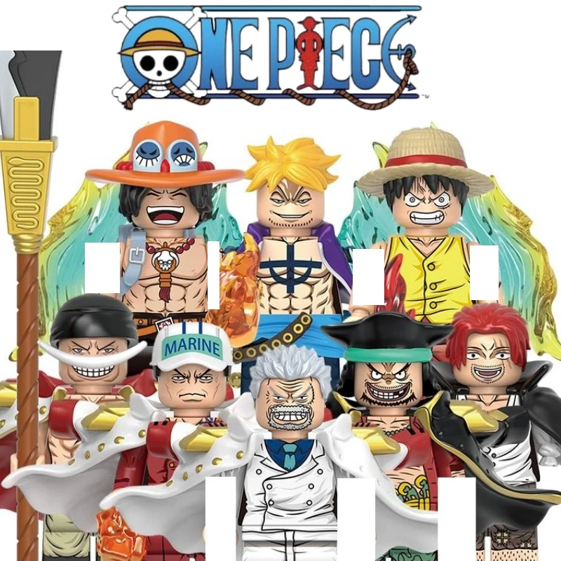 8pcs One Piece OP Luffy Sanji Zoro Ace Nami Anime Mini Man Blocks Figure X0352 X0353 WM6190