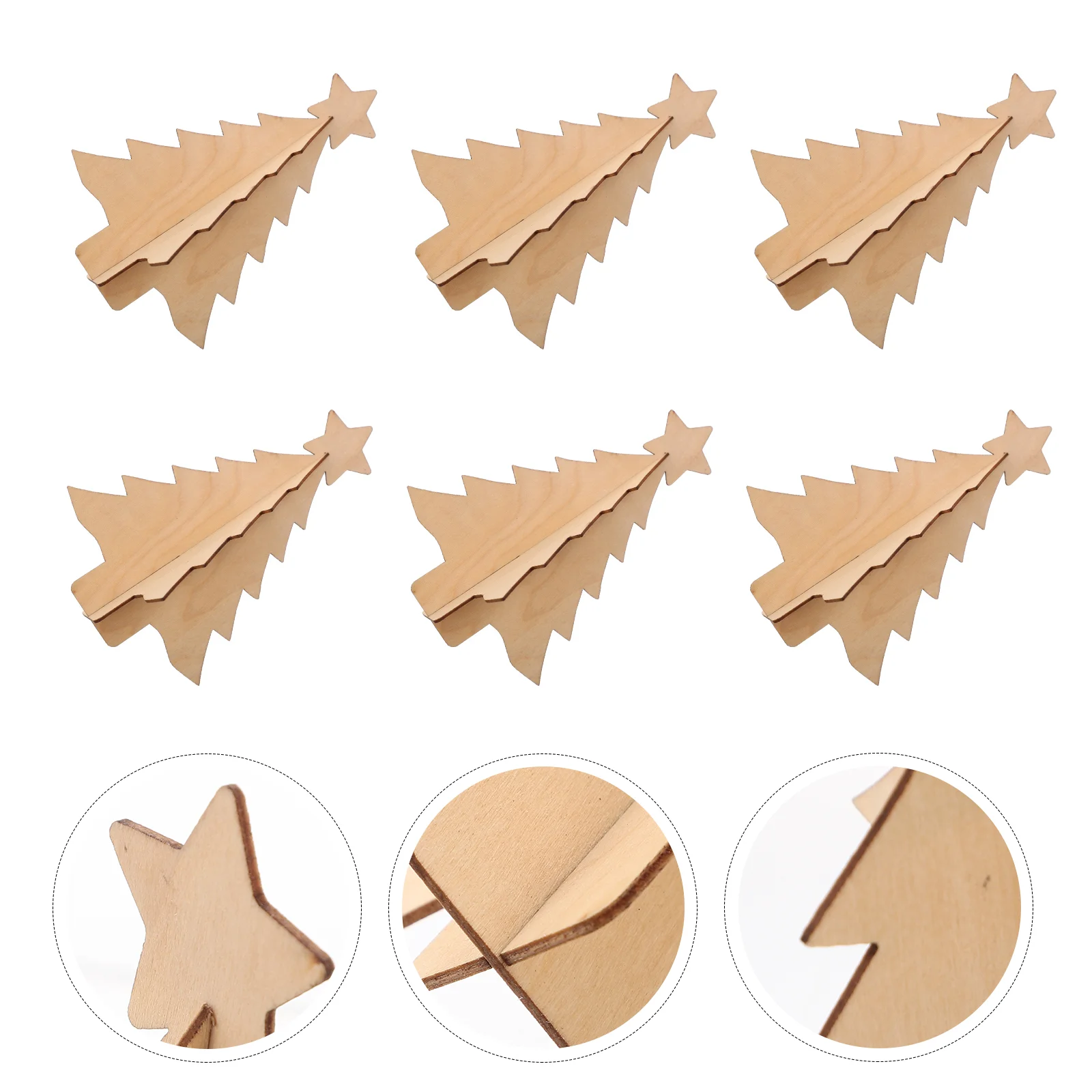 

10 Pcs Wooden Christmas Tree Small Ornaments Holiday Pendant Decoration Desktop Mini Xmas Cutouts Tabletop Decorative Graffiti