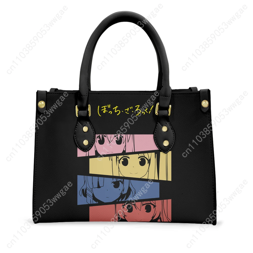 Bocchi the Rock Tote Bags Purse Womens Mens Personalized Text Image PU Leather Customized Handbags Commuter Shopping Gift Bags
