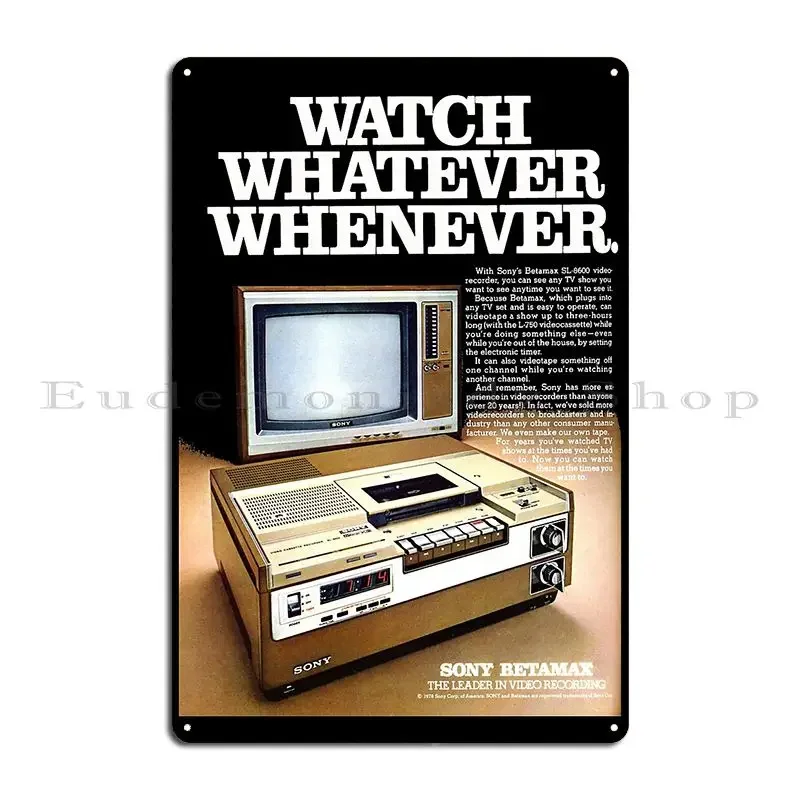 Betamax Video Recorder Advert Metal Plaque Poster Bar Club Create Custom Classic Tin Sign Poster view 2