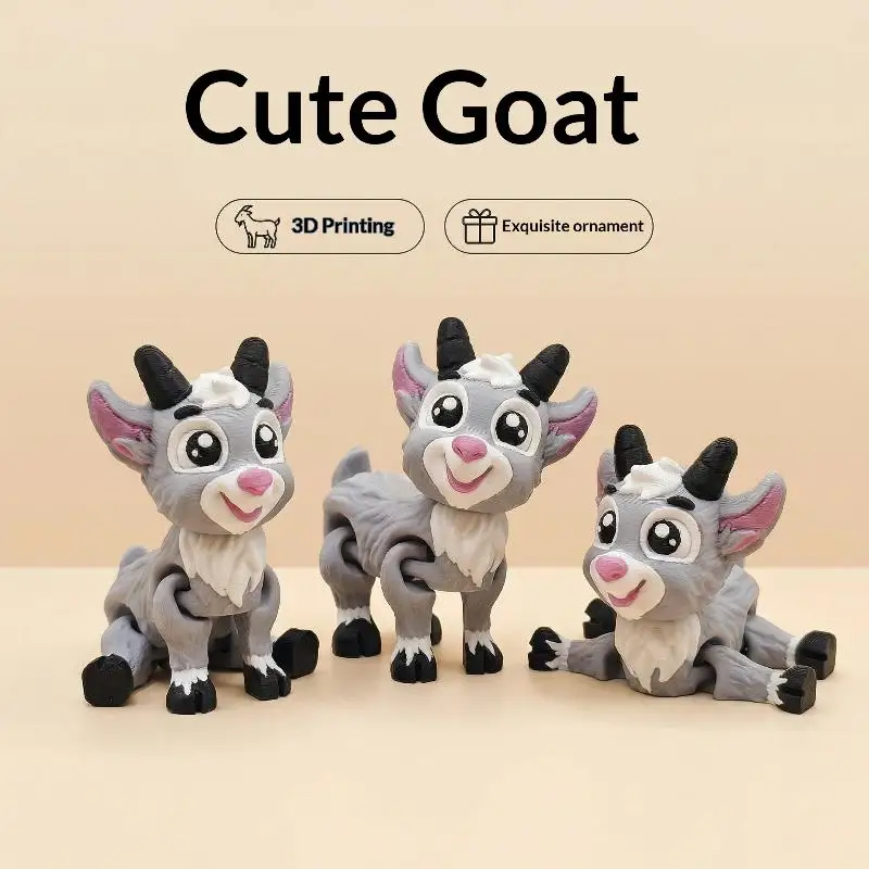 Juguete de Cordero Pequeño Impreso en 3D, Modelo Realista de Animales, Cabras, con Articulaciones Móviles, Adorno para el Hogar y la Oficina, Regalo para Niños