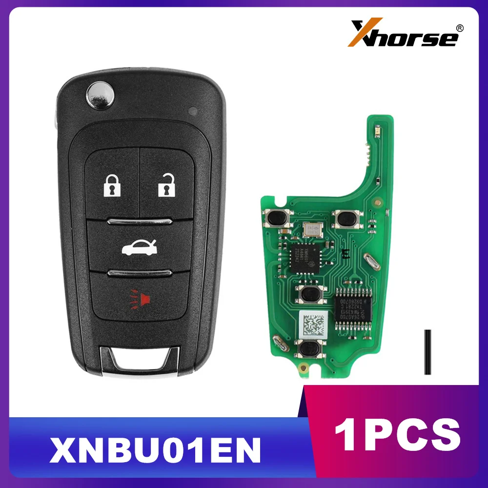 1PCS Xhorse XNBU01EN WIRELESS VVDI สําหรับ Buick FLIP Key ประเภท Universal Remote Key 4 ปุ่ม