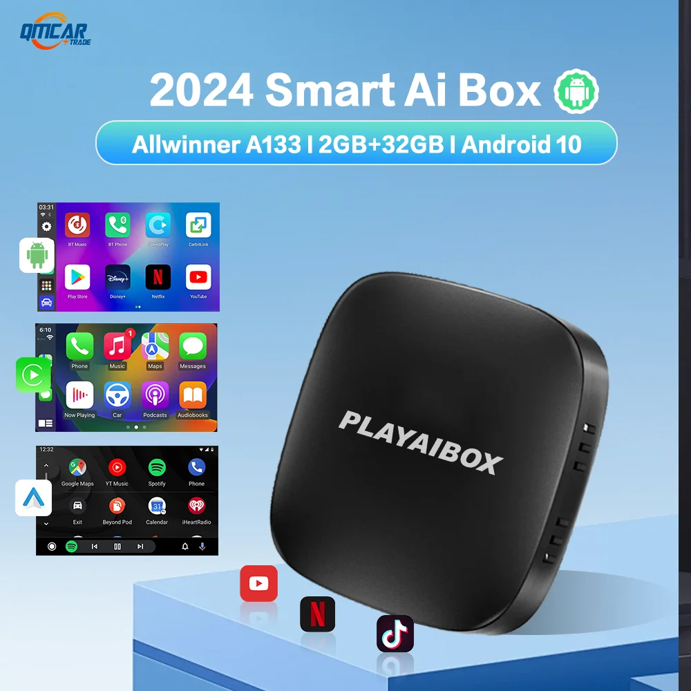 Playaibox Wireless Android auto CarPlay Tv Box For Youtube Netflix For Volvo Benz Audi Mazda Chevrolet Ford Opel Hyundai VW Kia