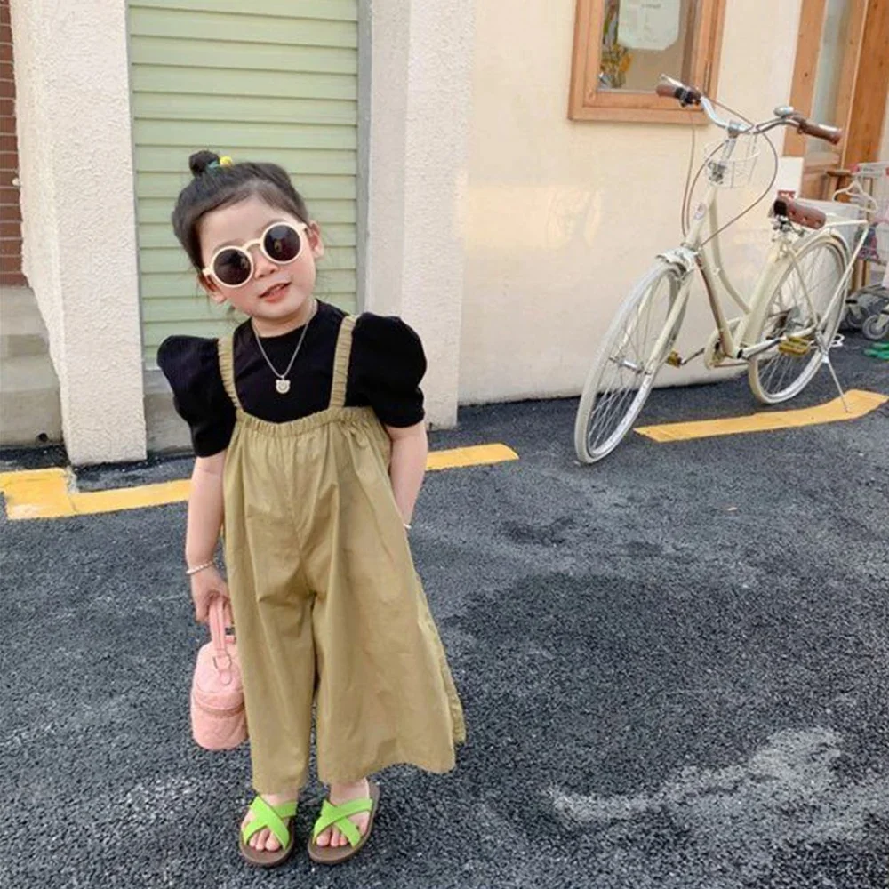 Kids Girls Wide Leg Pants Floral Print Overalls Children\'s Clothing Casual Summer Baby Girls Loose Overalls Girls Pants