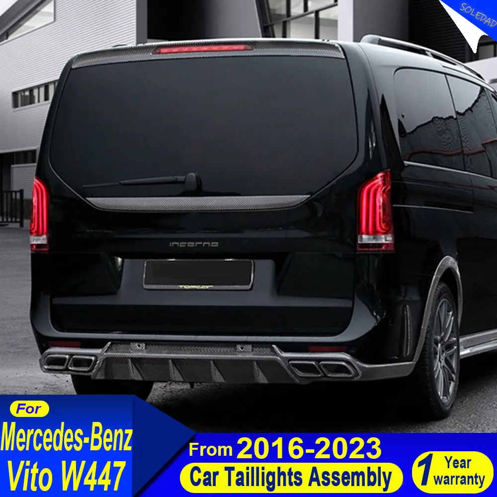 

Автомобильный светодиодный задний фонарь в сборе для Benz Vito W447 2016-2023, задний фонарь Plug and Play со светодиодными динамическими поворотными задними фонарями