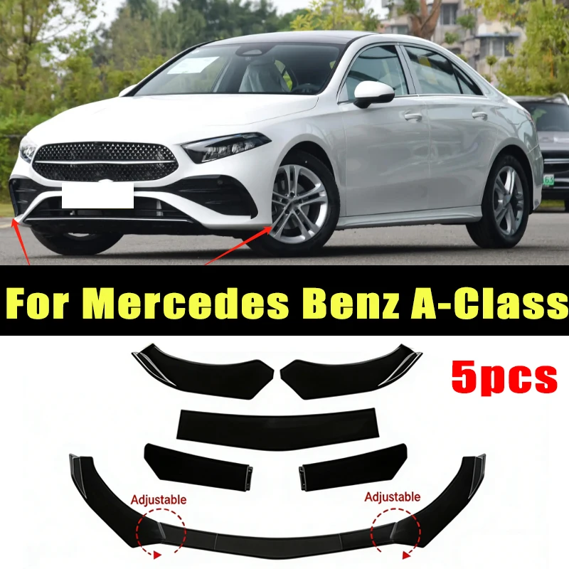 

5Pcs ABS Material Universal Car Front Bumper Separator Bumper Lip Body Kit Duck Lip Separator For Mercedes Benz A-Class