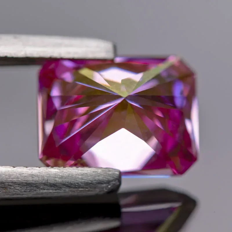 Moissanite Stone Radiant Cut Sakura Pink Color VVS1 with GRA Certificate for Gemstone Charms Beads Top Jewelry Making Materials