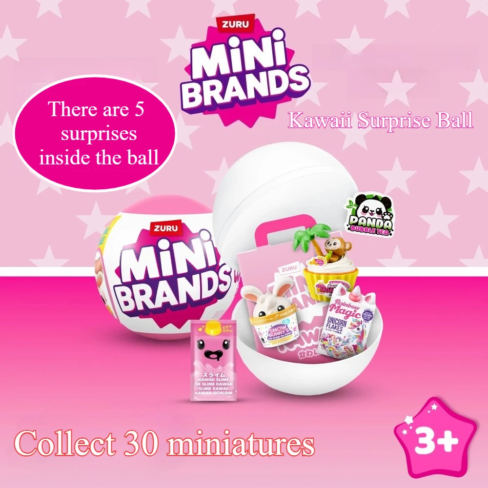 

Мини-бренды Zuru Kawaii, заполняют холодильник-сюрприз, слепая коробка, игрушки внутри, коллекционер на кончиках пальцев, игрушки для девочек, миниатюрные модели игрушек