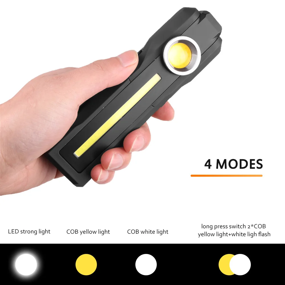 Magnetic COB LED Working Light USB Charging Flashlight Inspection Light Handy Torch Portable Lantern With Hook Mobile Power Bank