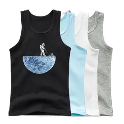 Astronauts Cherish The Lunar Environment Funny Print Tank Top Boys Cotton Summer Sleeveless T-shirt Hip Hop Singlets