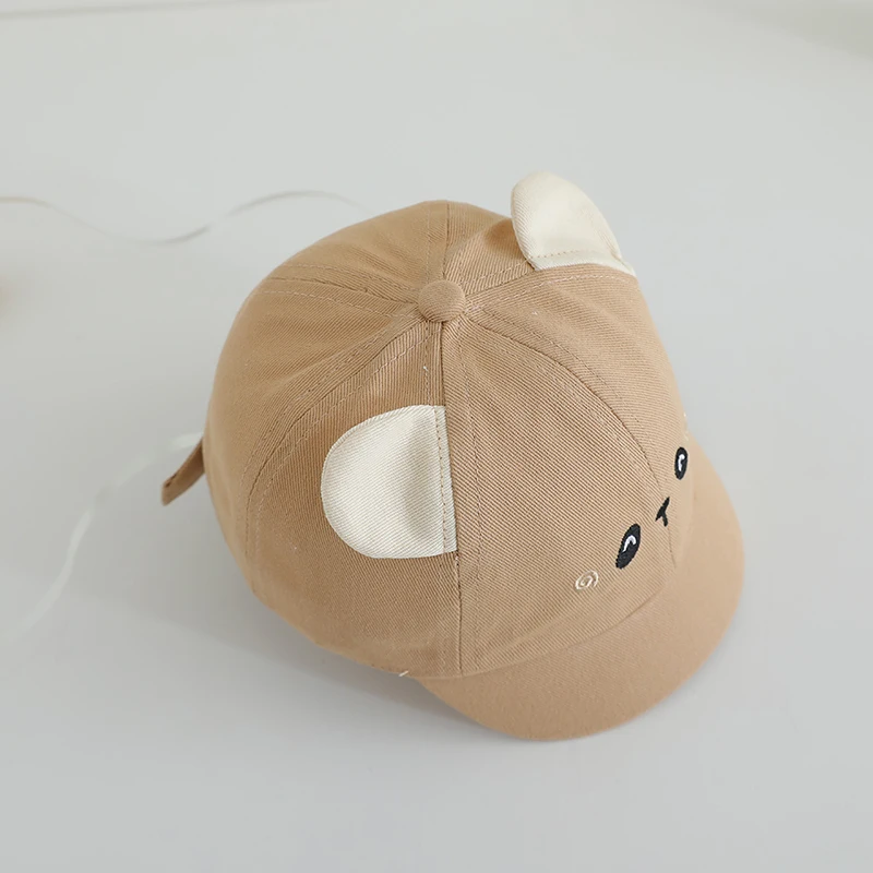 หมีน่ารักหมวกเด็กการ์ตูนเป็ดลิ้นหมวกผ้าฝ้ายทารกเบสบอลหมวก 4-12Month ทารกแรกเกิดกลางแจ้ง Sun Visors