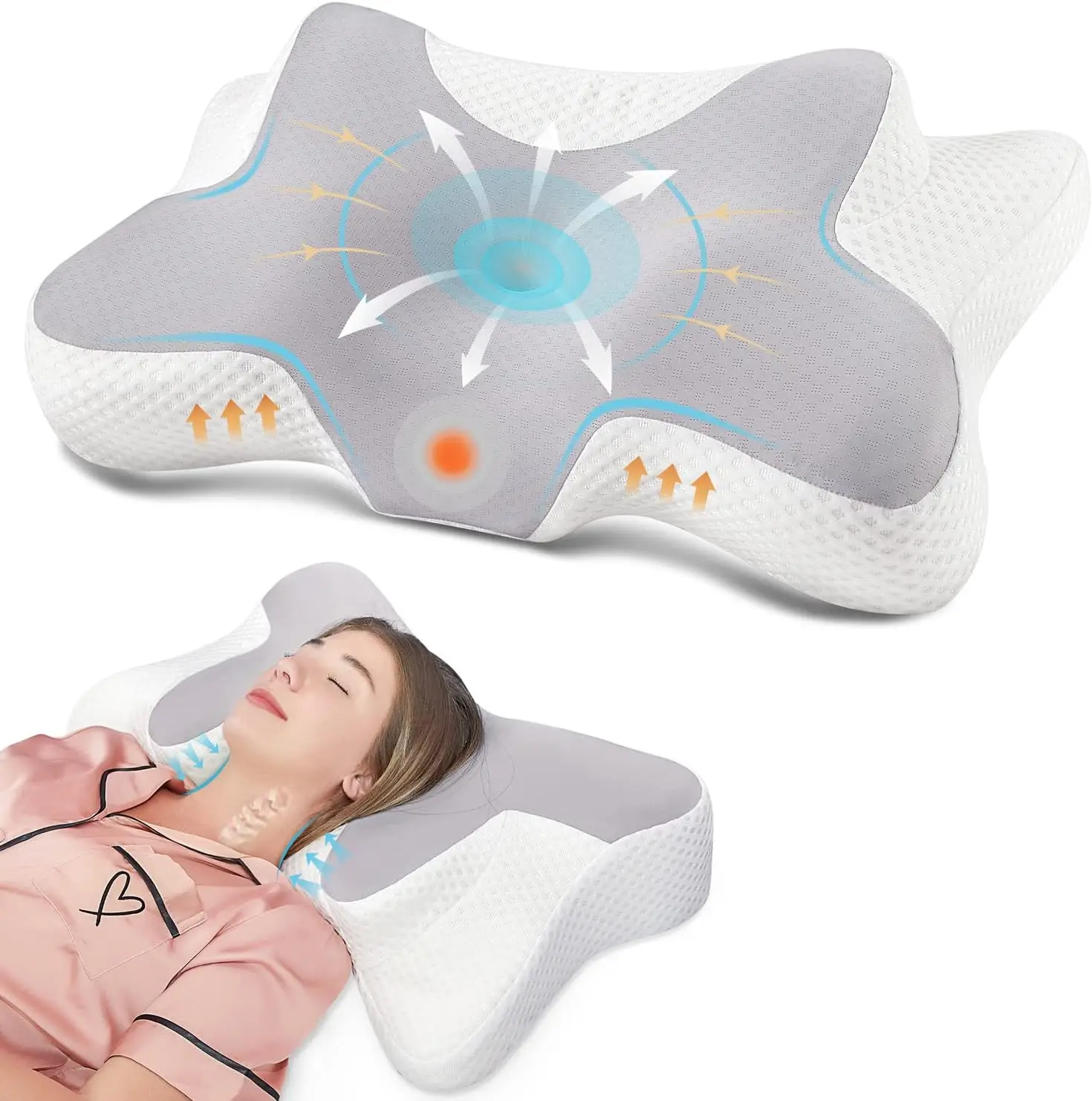 

Neck Pain Relief Memory Foam Pillow-No odor ergonomic neck pillow Side Sleeping Back Sleeping Plank Sleeping.