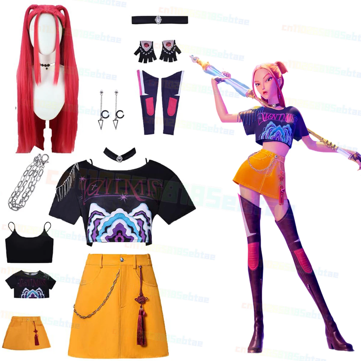 

Anime Kpop Girls Demon Hunters Clothes Pop Singers Outfits Tops Skirts and Jumpsuits 2pcs Mira Cosplay Costume