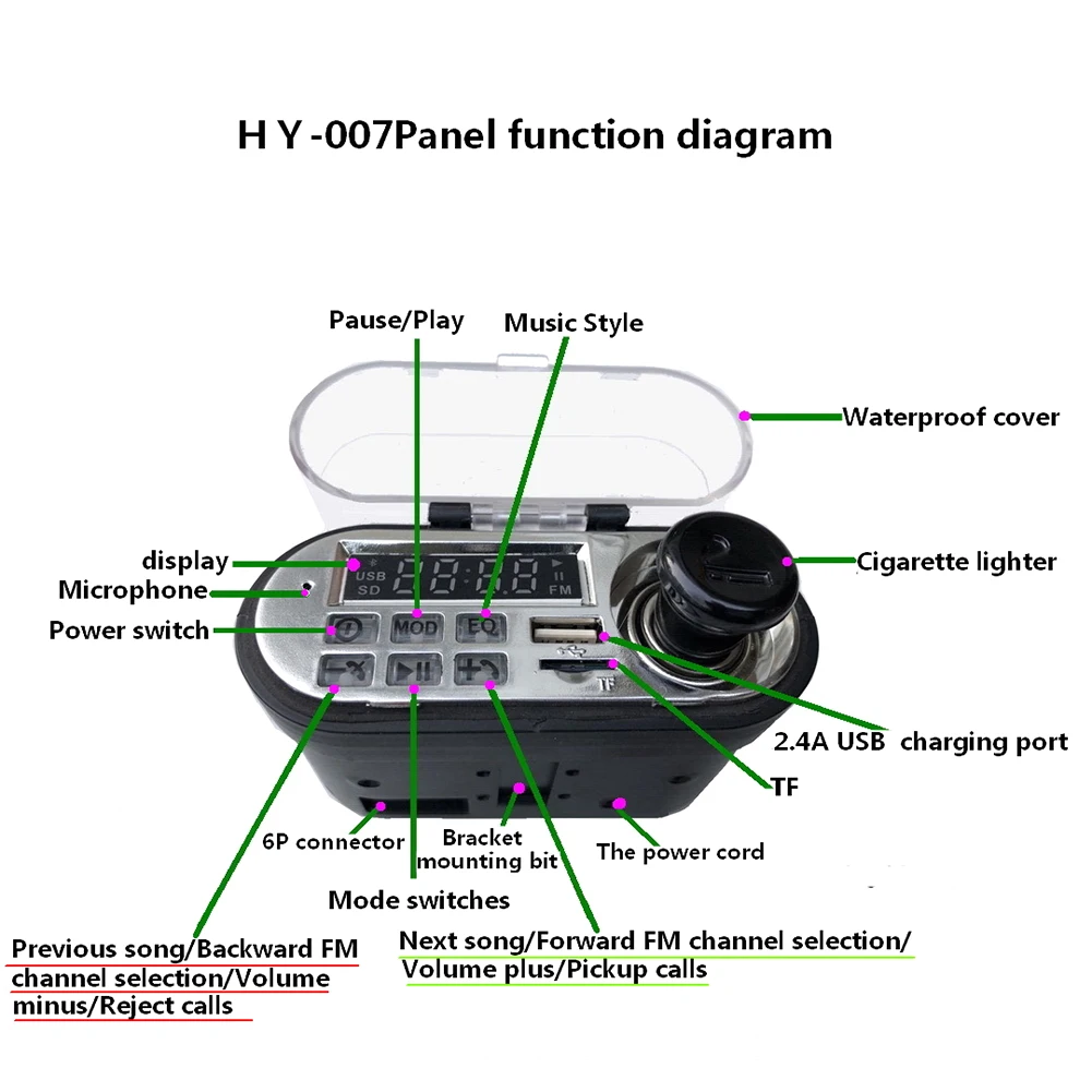 12V Motorbike Two Speaker Handlebar Radio Remote Control Motorbike Sound System Stereo Speakers Bluetooth-compatible for Outdoor