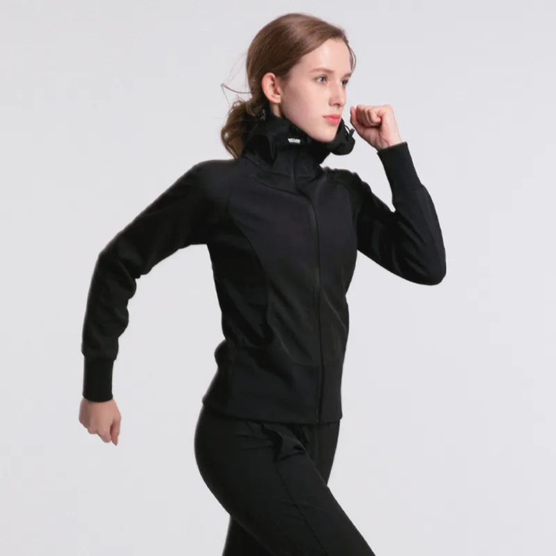 Women Yoga Gym Fitness Long Sleeve Hooded Jacket Outdoor Running Fitness Stand Collar High Elastic Soft Comfortable Tops