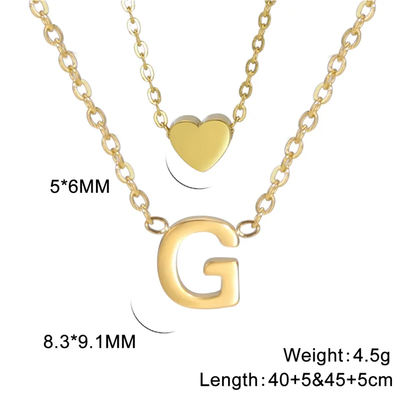 Mode Tiny Herz Initial Halskette Gold Silber Farbe Multilayer Brief Choker Halskette Für Frauen Charme Anhänger Schmuck Geschenk – Detail 27