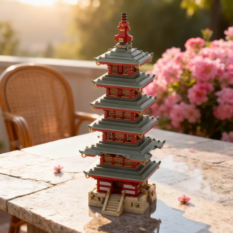 15632ピース MOC アジア風ジオラマ パゴダ橋 樹木 モジュール式街並みモデル 組み立てブロック 建築 クリスマスギフト おもちゃ