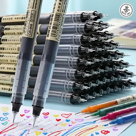 Pens 10PCS High Quality Needle Type Gel Pens Black Blue Red Ink Straight Liquid Pen Kawaii Stationery School & Office Supplies
