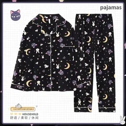 Sailor Moon Luna anime peripheral cartoon printed long-sleeved trousers home wear suit that can be worn out in spring and autumn