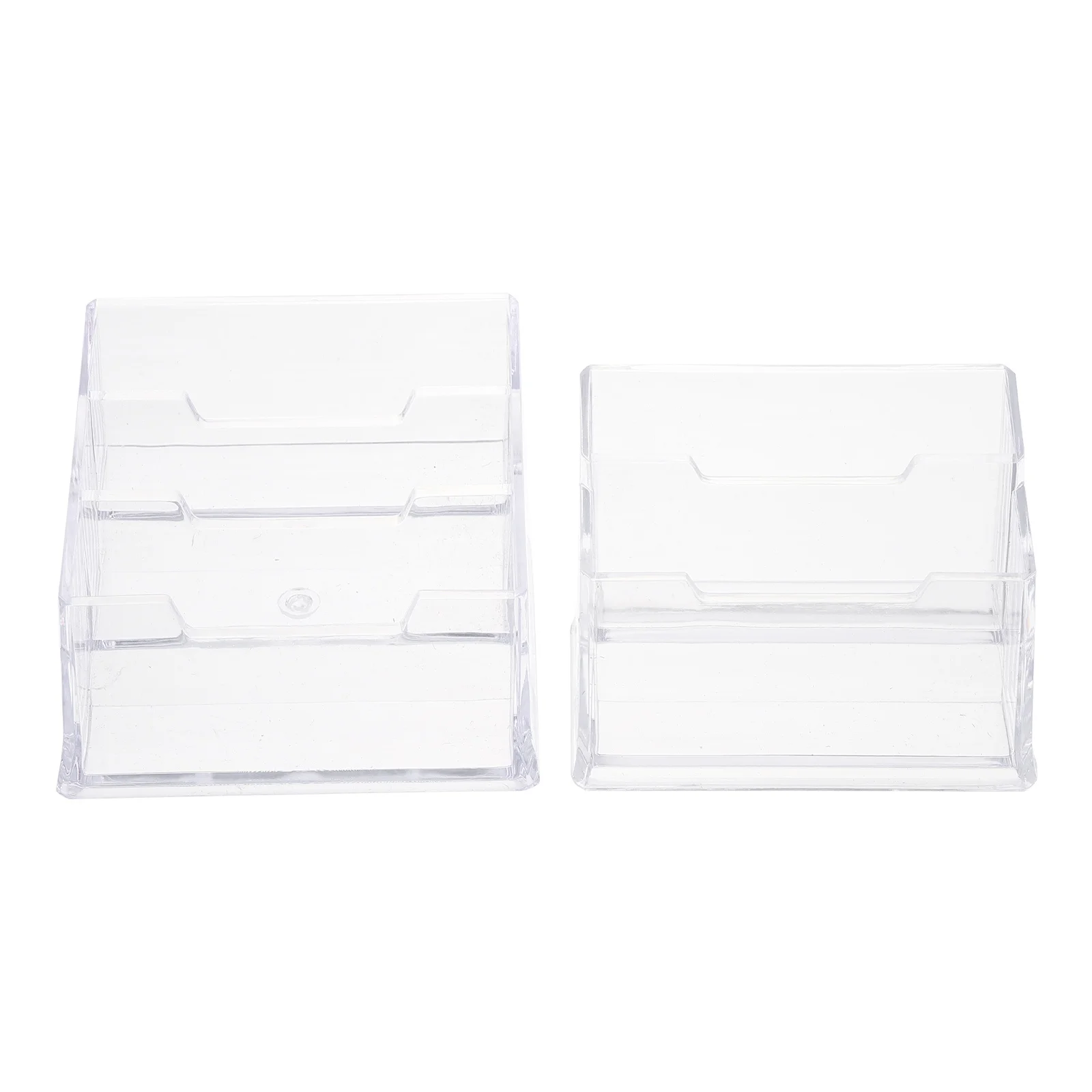 

2pcs Business Card Holder Large Capacity Desktop Stand Organizer Transparent Non-Slip Base Multi-Function Card Box Office