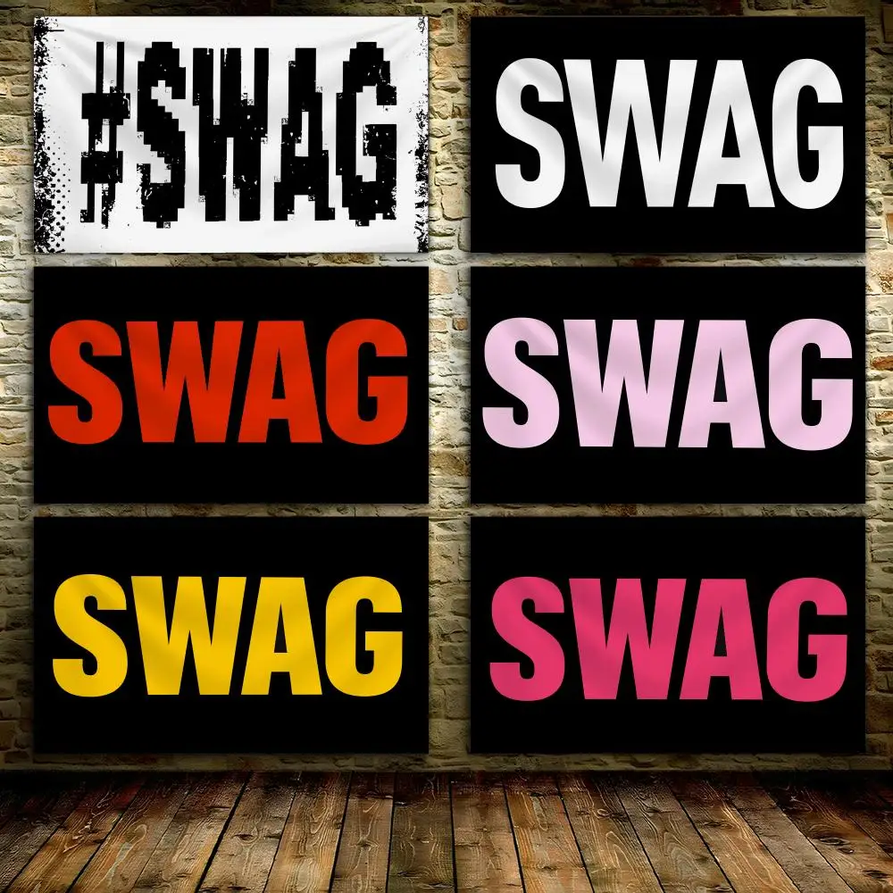 Флаги в стиле хип-хоп SWAG, 3x5 футов, на заказ, для гаражных ворот, декора комнаты, украшения стен, с металлическим креплением