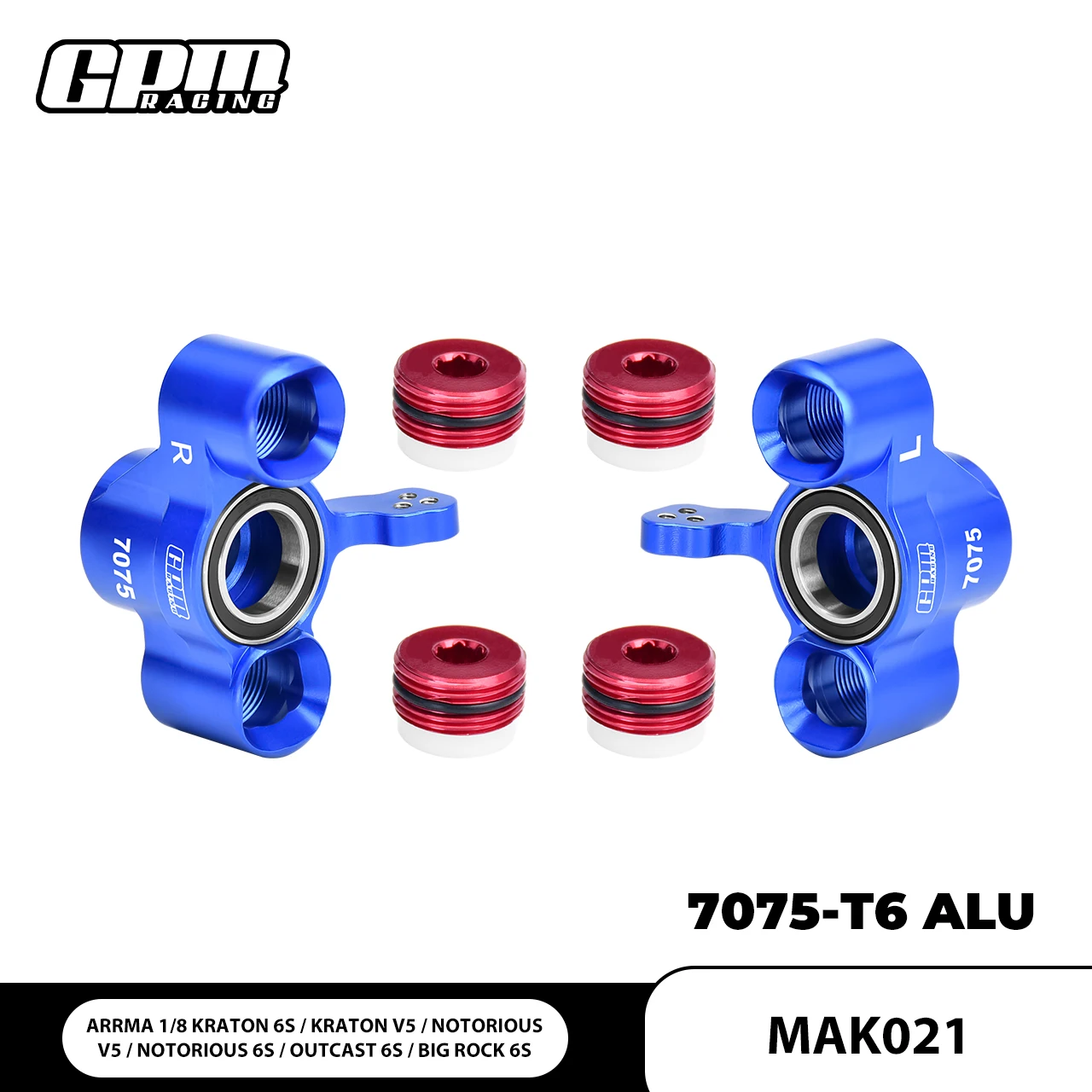 

GPM 7075 Alloy Front Steering Block Larger Bearings For ARRMA Kraton 6S Outcast
