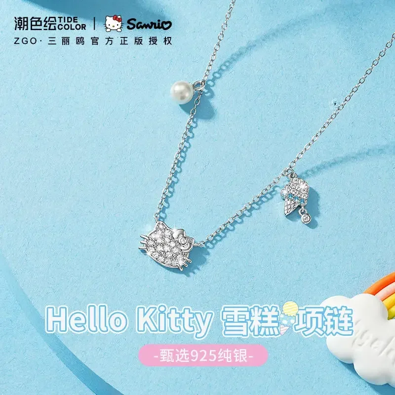 Sanrio Diamond Necklaces for Women Connamoroll My Melody Hello Kitty Charms Luxury Pendant 925 Silver Christmas Gifts Jewelry