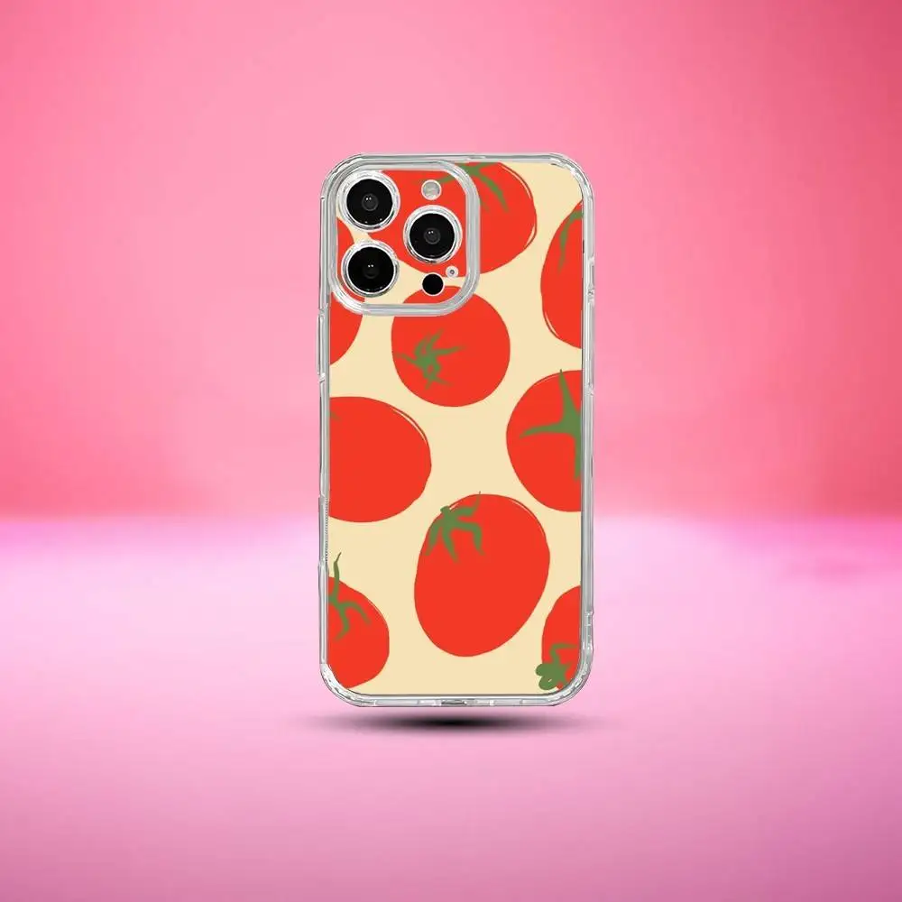 Funda de teléfono para iPhone17,16,15,14,13,12,11 Plus,Pro Max, funda transparente suave, frutas y tomates