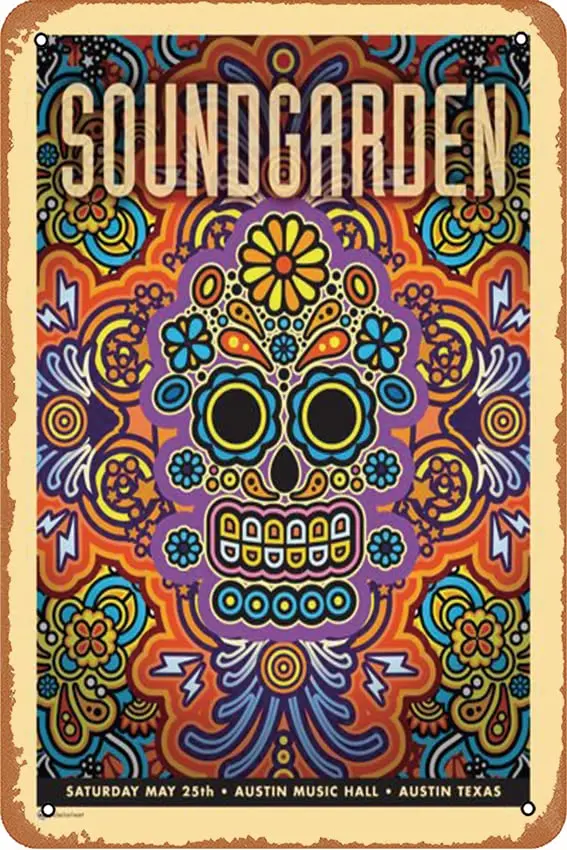 Soundgarden Austin 2013 (Show Edition) Concert Posters Metal Tin Sign Music Metal Poster Home Bar Pub Decor Wall Art Print 12 X 