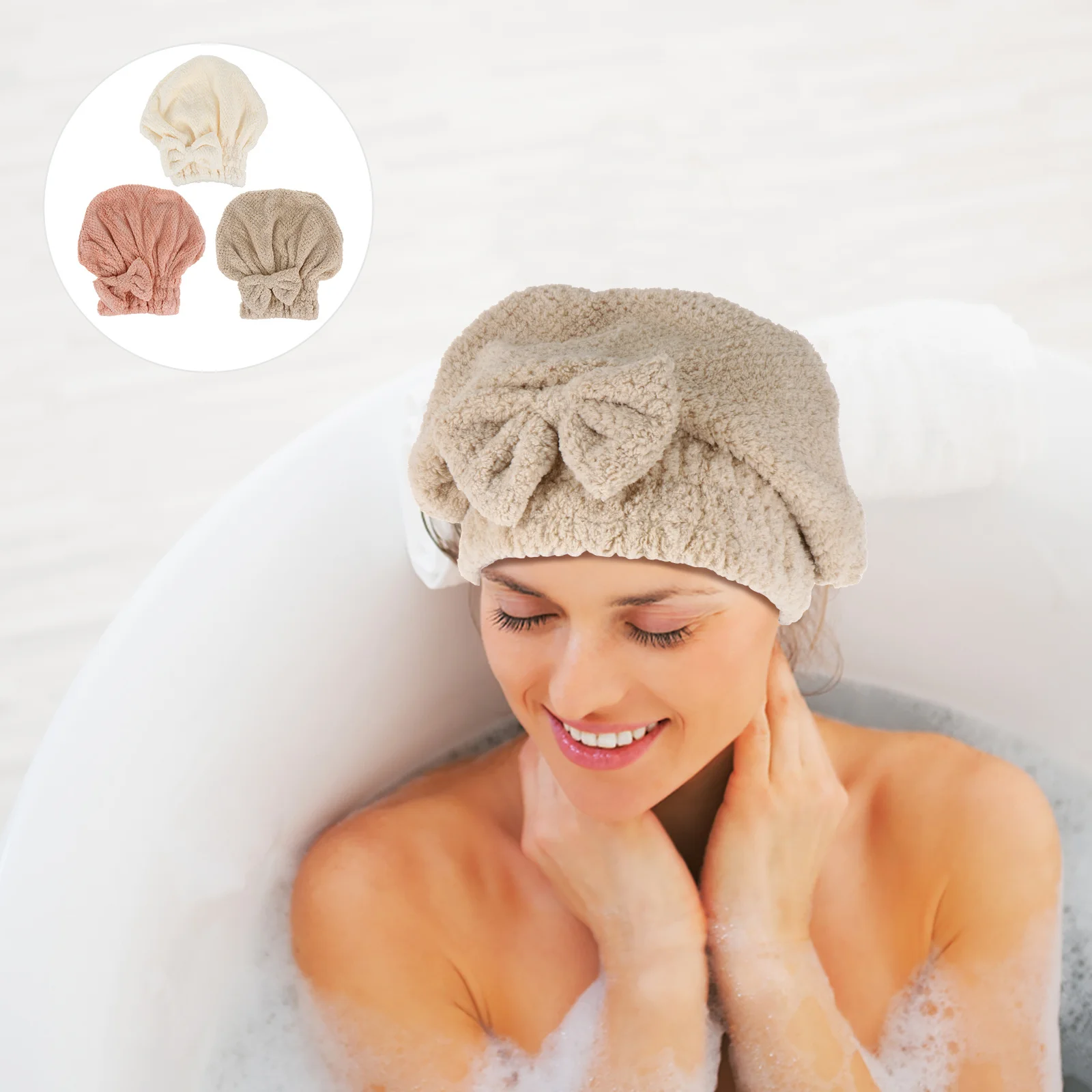 

Coral Fleece Shower Cap Dry Hair Hat Towel Dryer Face for Drying Hats Wet Wrap Bathroom Hotel Towels