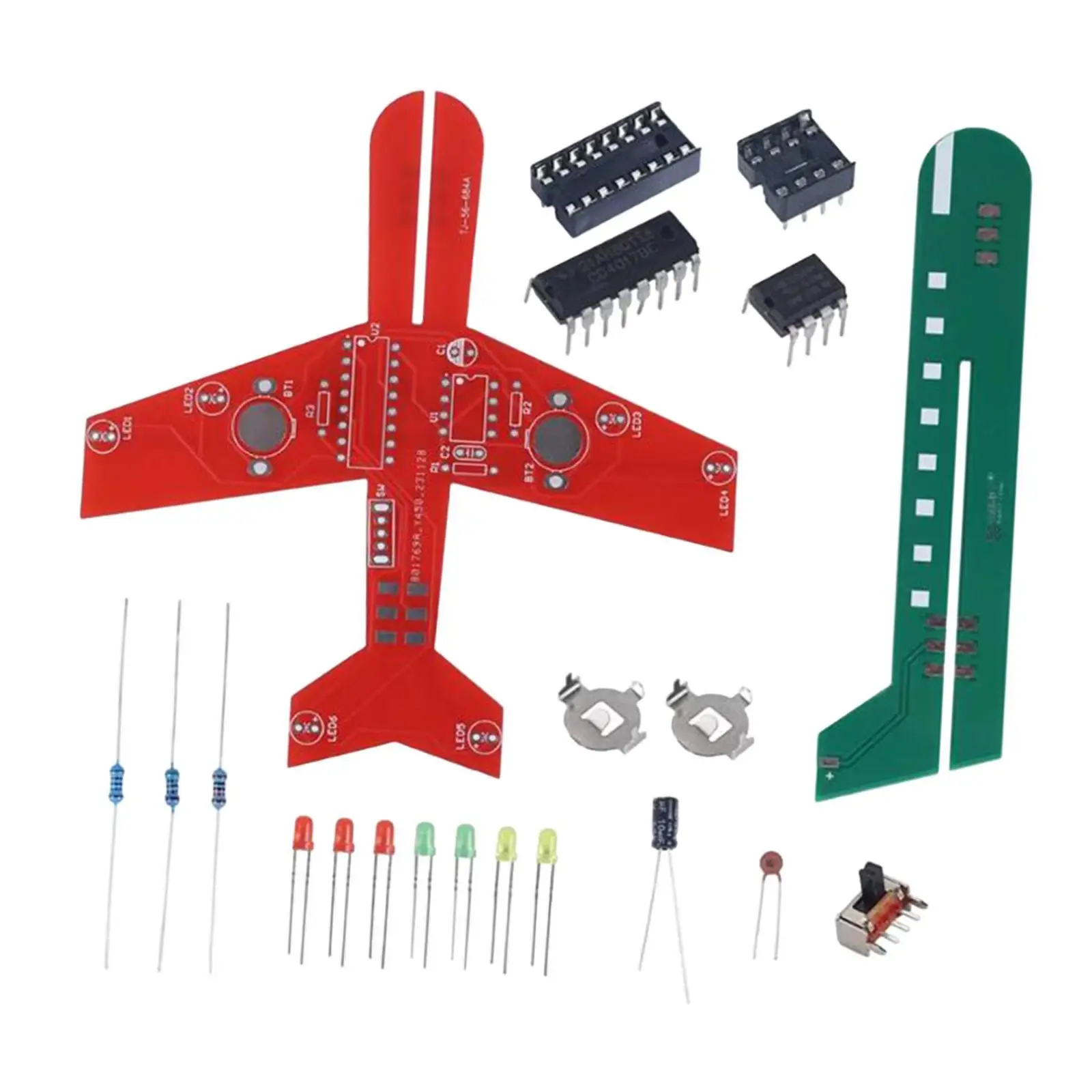 Electronic Soldering Practice Kit Airplane Model DIY Circuit Board Assembly Flowing Light Red Board for Hobbyists
