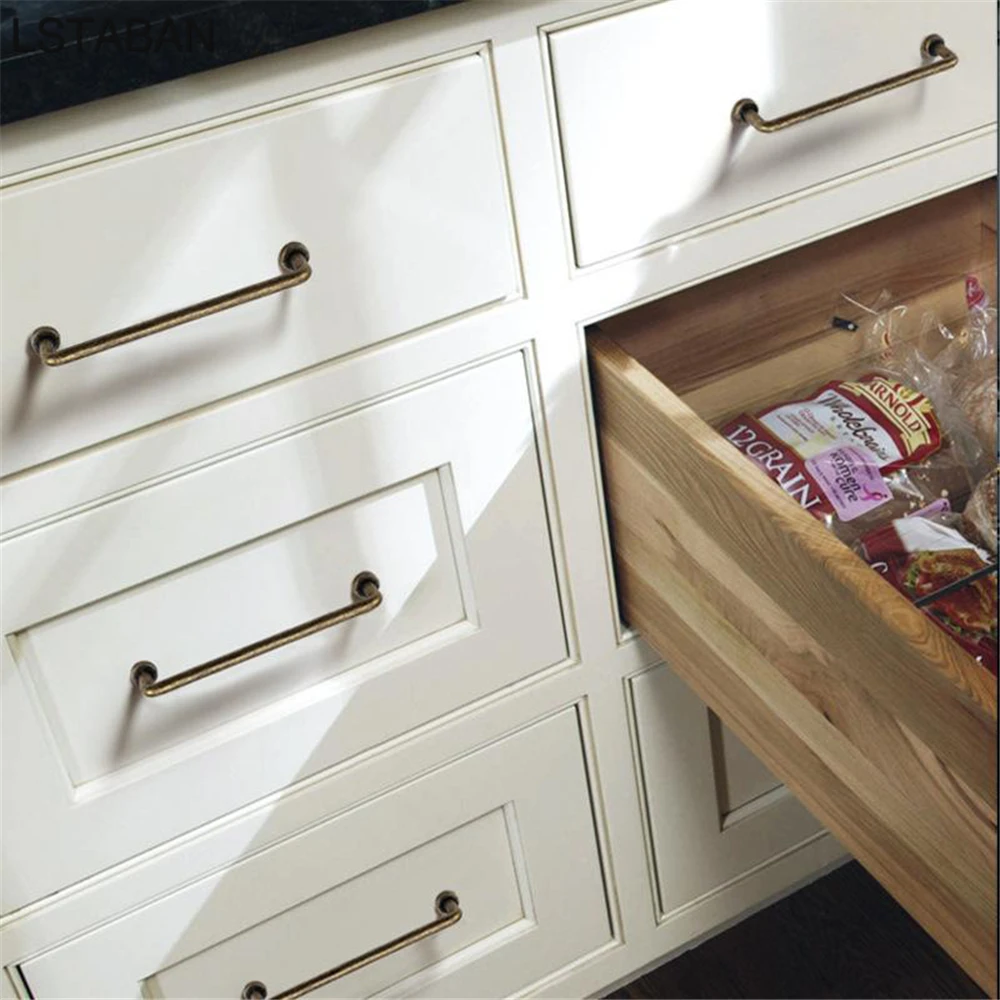 Light Luxury Bronze Kitchen Cabinet Handle Solid European Simple Drawer Door Handle Shoe Cabinet Retro Zinc Alloy Furniture Knob