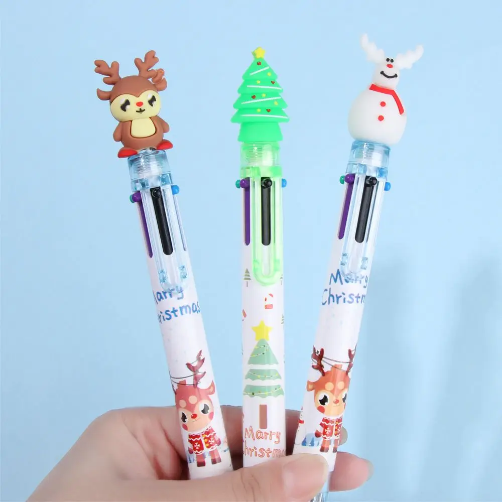 6/10Colors Cute Cartoon Santa Claus Xmas Deer Ballpoint Pen Elementary School Stationery Gifts Merry Christmas Decor