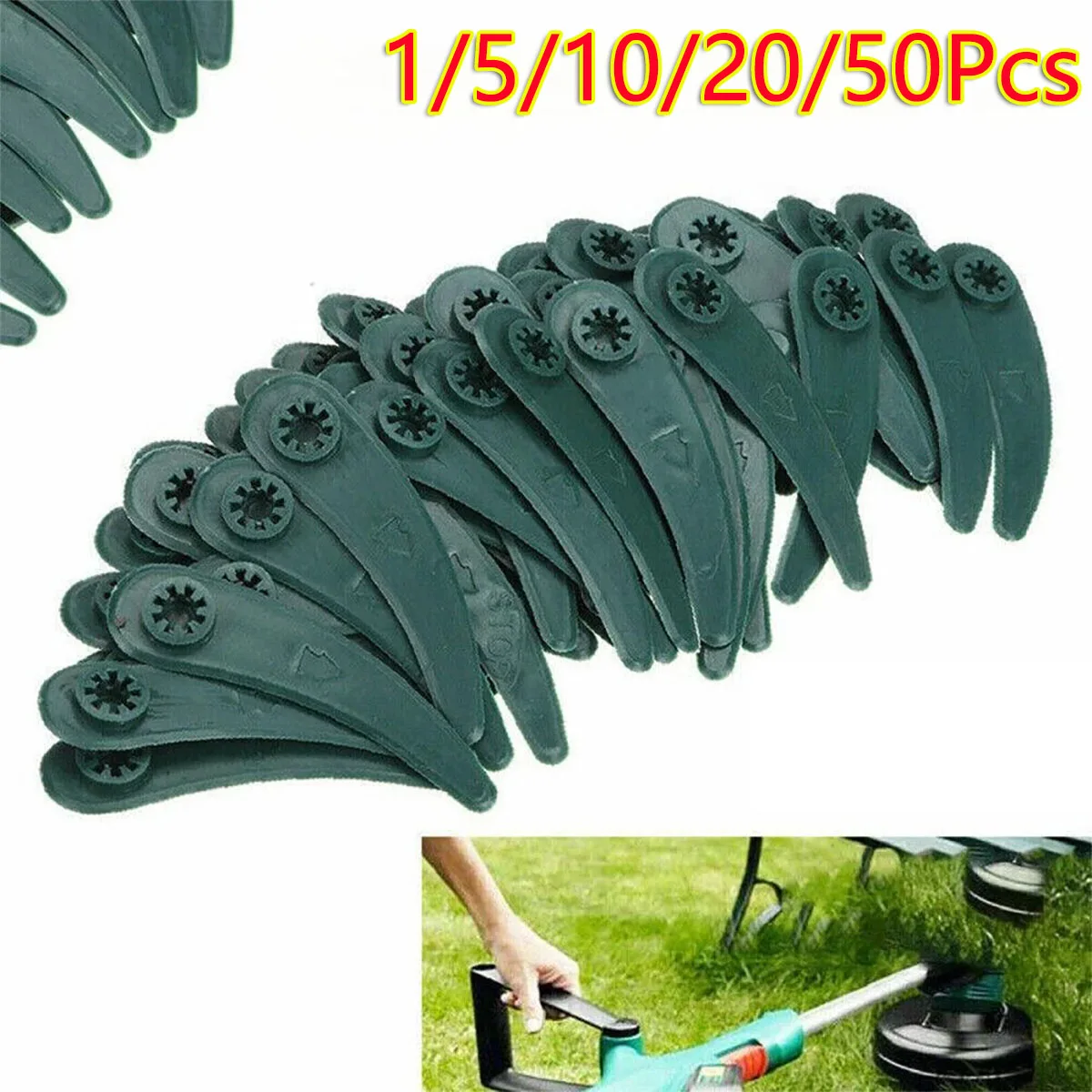 1/5/10/20/50/100 قطعة شفرات تشذيب العشب البلاستيكية الخضراء شفرة بديلة مناسبة ART 26-18Li ART 23-18 ملحقات جزازة العشب والبستنة