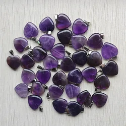 Fashion natural amethyst stone Good Quality purple heart pendant pendulum pendants 20mm charms 50pcs/lot Wholesale free shipping