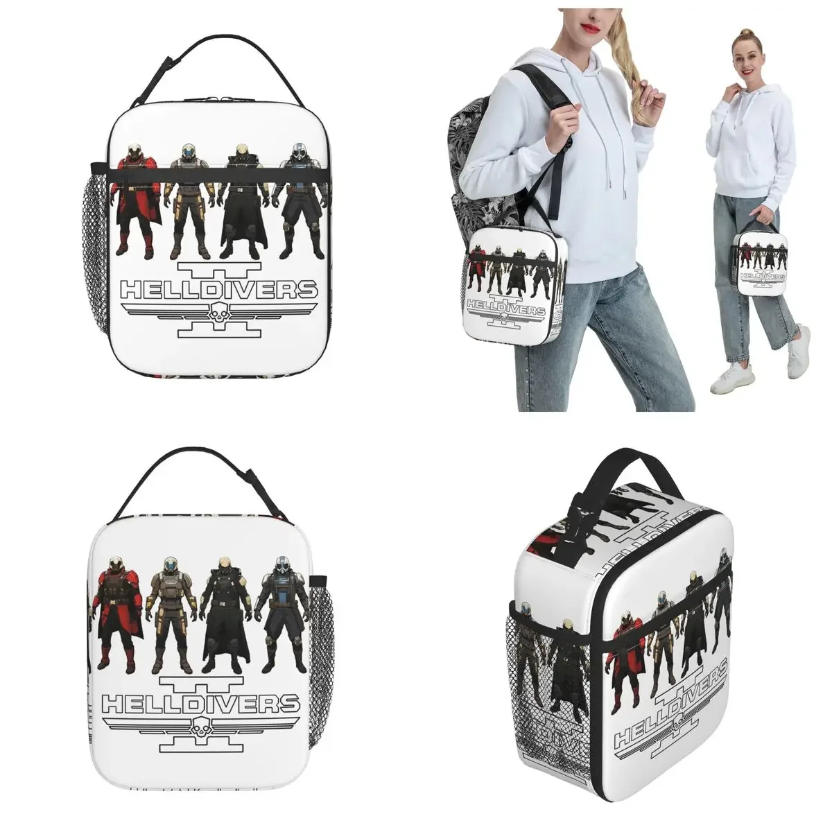 2024New Games Helldivers 2 Thermal Insulated Lunch Bags for Work Funny Portable Bento Box Men Women Thermal Cooler Lunch Box