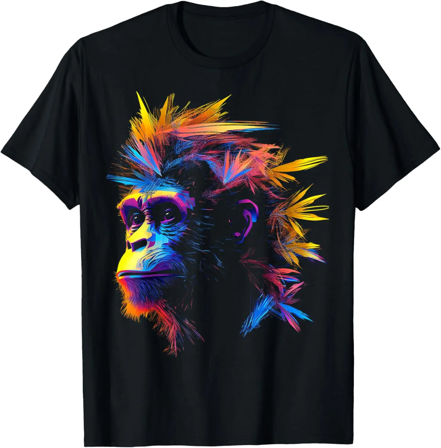 Monkey Polygon Colorful Animal Art Abstract Graphic Monkey T-Shirt