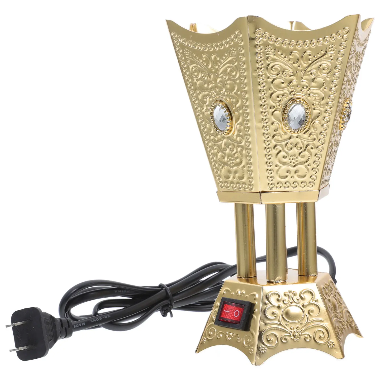 Electric Incense Burner Desktop Plug-in Metal Incense Stove Vintage Style Reusable Aroma Burner Home Decor Censer Holder