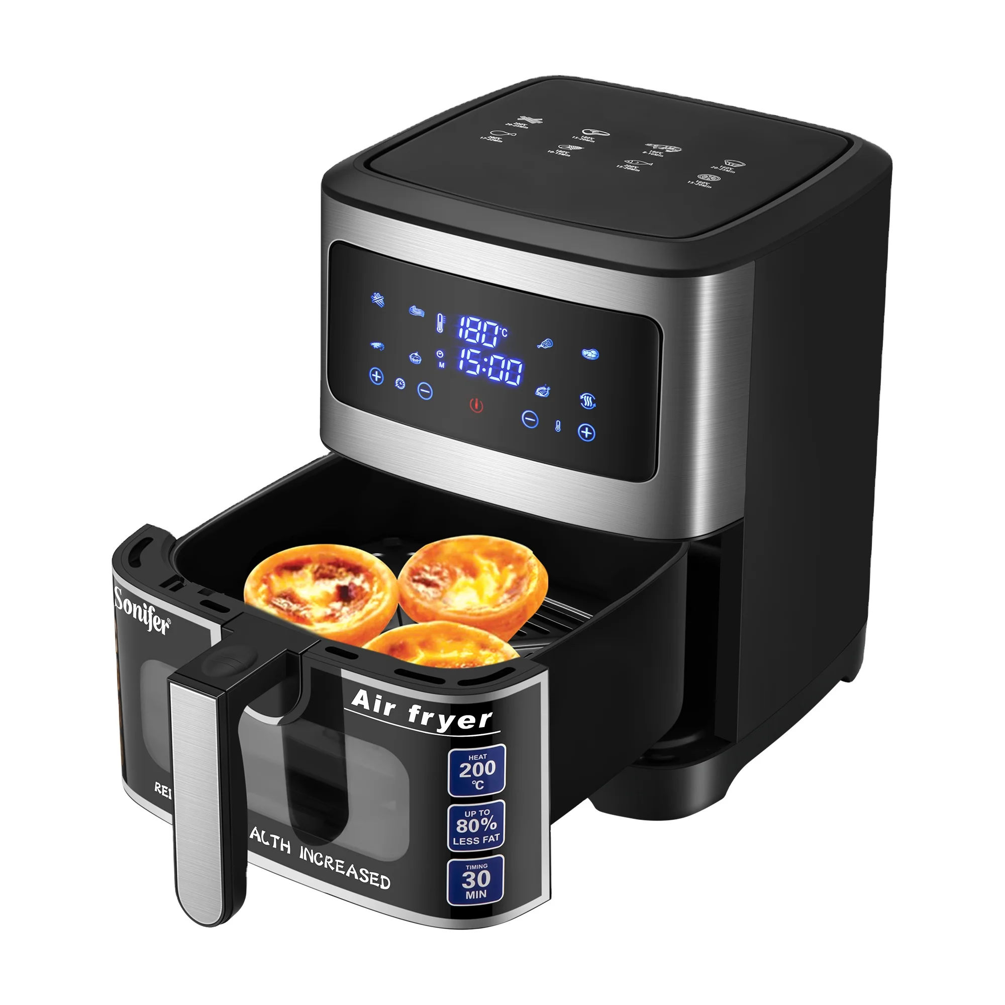 sonifer-sf-81028-110v-electrique-menage-65-litres-1450w-revetement-antiadhesif-sans-huile-affichage-led-friteuse-a-air-numerique-intelligente-en-gros