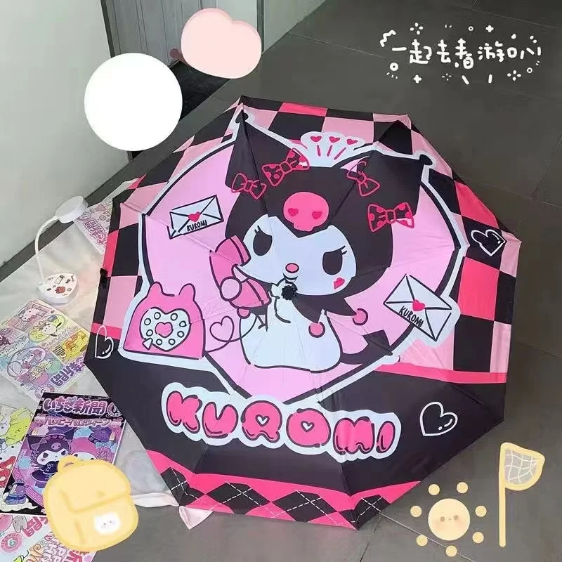 Sanrio Purple Kulomi ombrello automatico parasole pieghevole a doppio scopo protezione ultravioletta