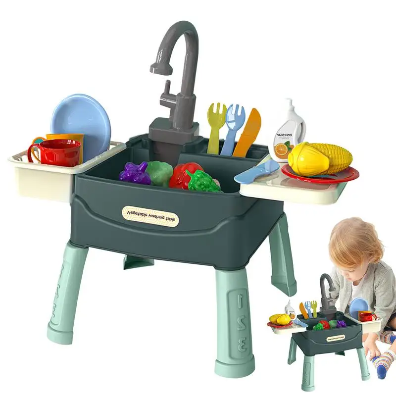 Play Sink with Running Water Children Water Sink Toy Automatic Water Cycle Kids Play House Pretend Role Play Dishwasher Playing