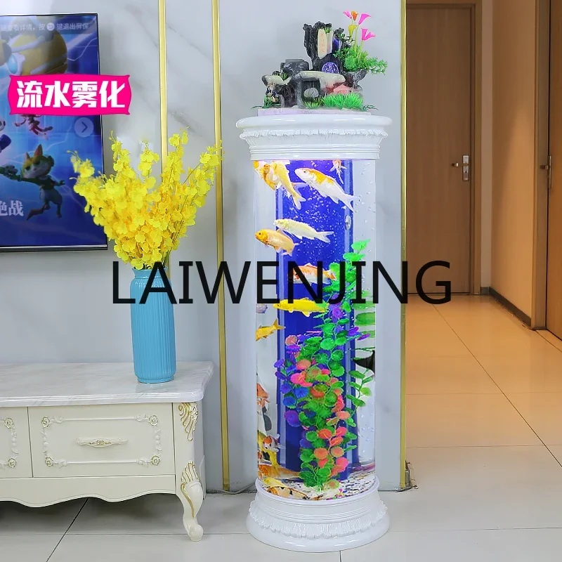 

round Cylindrical Fish Globe Living Room Change Water Mini European Floor Ecological Flow Aquarium